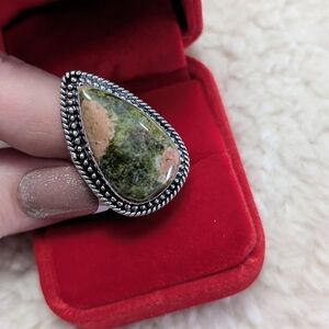 Vintage Artisan Unikite Gemstone 💎💍 In Sterling Silver Size 6